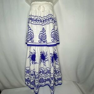 L'ATISTE Blue and White Layered Dress/Skirt SZ Small